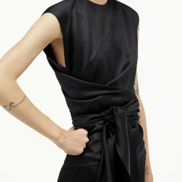 Plus-size Rare NARCISO RODRIGUEZ for ZARA, draped, tied asymmetric 3X, black - Picture 3 of 5